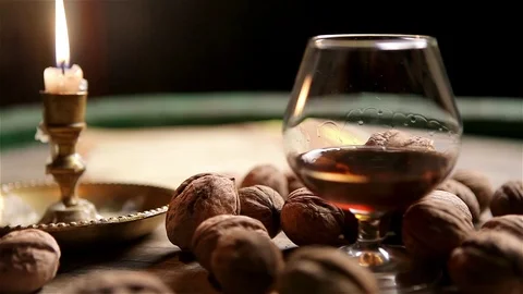 Cognac and Nuts Stock Footage 76350819