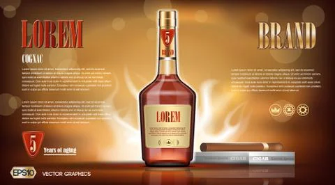 Cognac bottle Mock up Stock Illustration