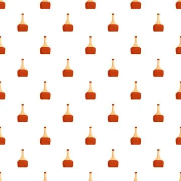 Cognac brandy bottles seamless pattern on white background Illustrazione stock