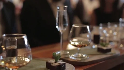 Cognac Cocktail Serving Board Stock Footage 77034189