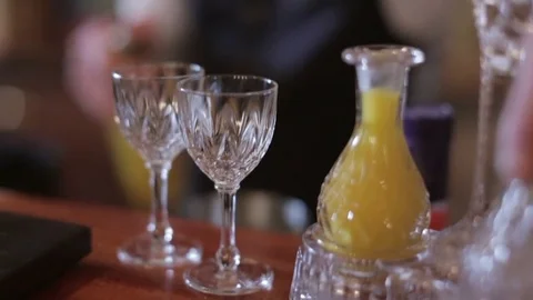 Cognac Cocktail Serving Glasses Stock Footage 77033890