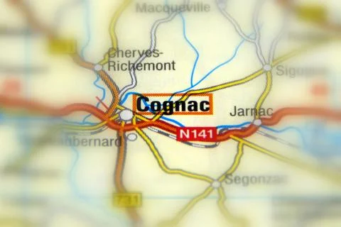 Cognac on a map Stock Photos