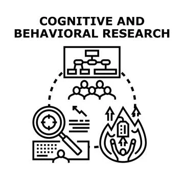 Cognitive and behavioral research studying human mind science Stock Illustration