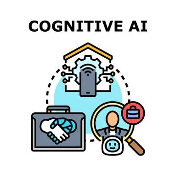 Cognitive artificial intelligence machine learning business concept Stock Illustration