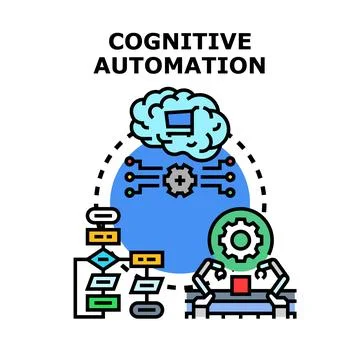 Cognitive automation artificial intelligence processing workflow concept 스톡 일러스트