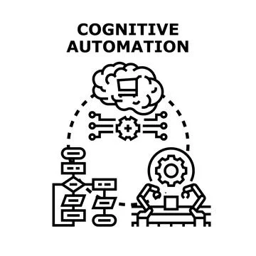 Cognitive automation artificial intelligence processing workflow concept 스톡 일러스트