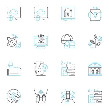 Cognitive benefit linear icons set. Intelligence, Memory, Focus, Clarity 스톡 일러스트