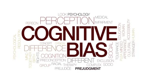 Cognitive bias animated word cloud, text design animation. Kinetic typography. Stock Footage 78494774
