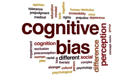 Cognitive bias animated word cloud, text design animation. Stock Footage 79165737