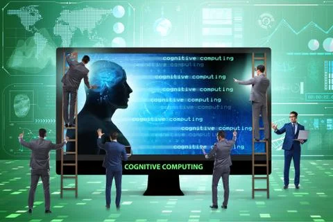 Cognitive computing and machine learning concept Stockfoto's