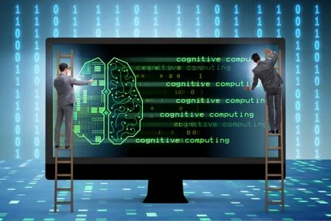 Cognitive computing and machine learning concept Stockfoto's
