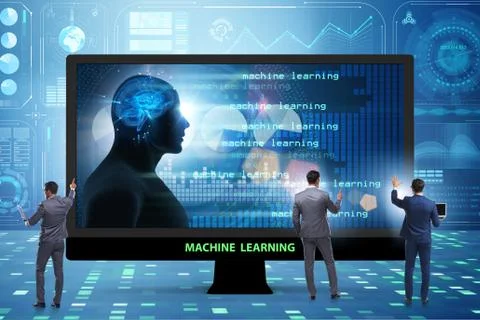 Cognitive computing and machine learning concept Stockfoto's