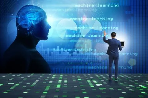 Cognitive computing and machine learning concept Stockfoto's