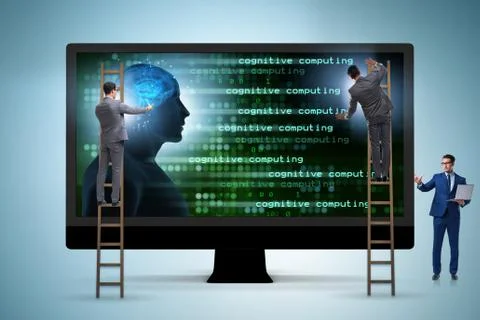 Cognitive computing and machine learning concept Stockfoto's