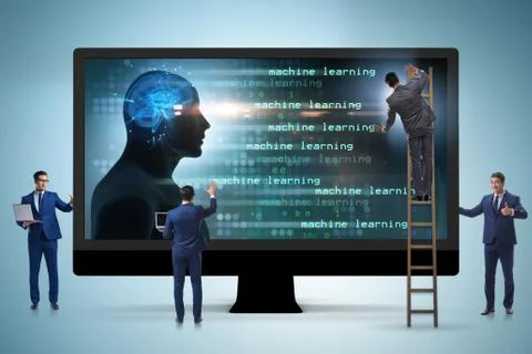 Cognitive computing and machine learning concept Stockfoto's