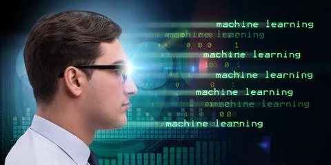 The cognitive computing and machine learning concept Stockfoto's