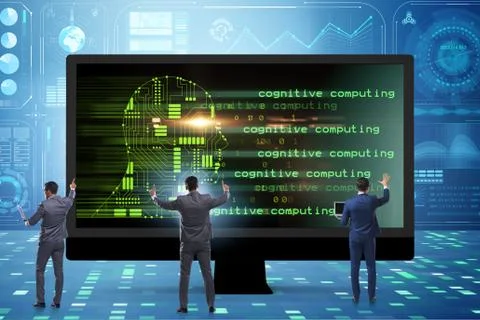 Cognitive computing and machine learning concept Stockfoto's