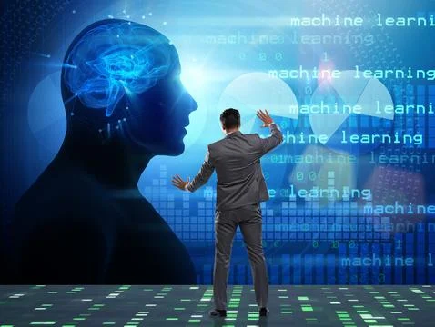 Cognitive computing and machine learning concept Stockfoto's