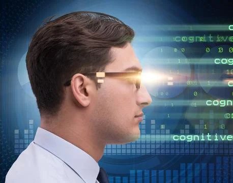 Cognitive computing and machine learning concept Stockfoto's