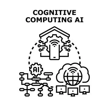 Cognitive computing artificial intelligence ai system development Stock Illustration