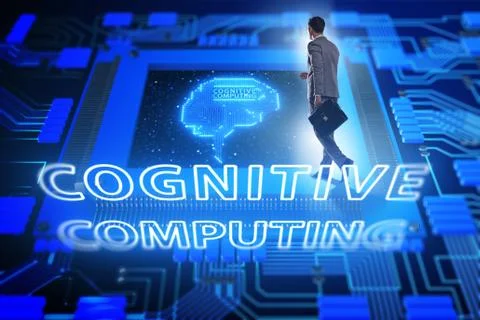 Cognitive computing concept as future technology with businessma Stockfoto's