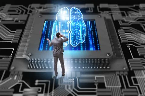 Cognitive computing concept as future technology with businessma Stockfoto's