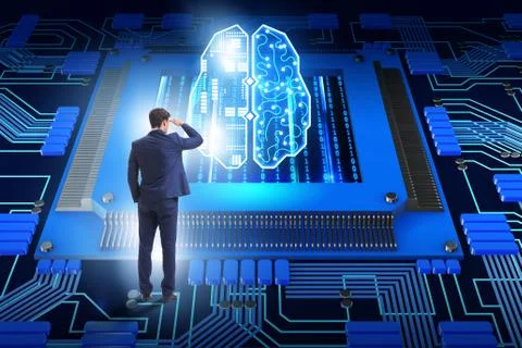 Cognitive computing concept as future technology with businessma Stockfoto's
