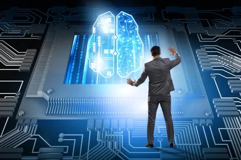 Cognitive computing concept as future technology with businessma Stockfoto's