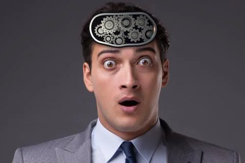 Cognitive computing concept as future technology with businessma 스톡 사진