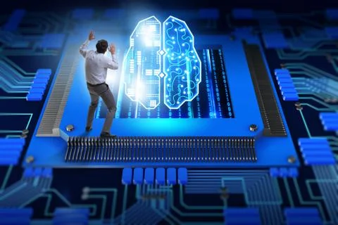 Cognitive computing concept as future technology with businessma Stockfoto's