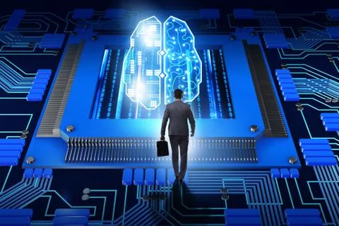 Cognitive computing concept as future technology with businessma 库存照片