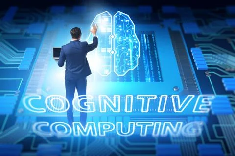 Cognitive computing concept as future technology with businessma Stockfoto's