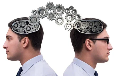 Cognitive computing concept as future technology with businessma Stockfoto's