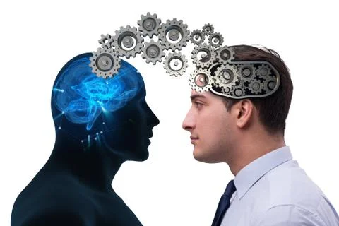 Cognitive computing concept as future technology with businessma 库存照片