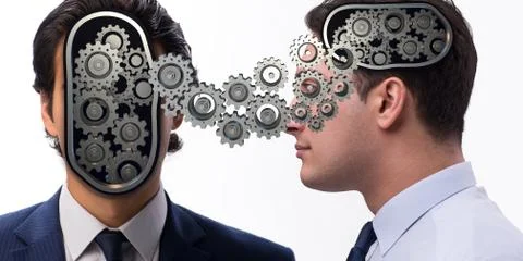 Cognitive computing concept as future technology with businessma Stockfoto's