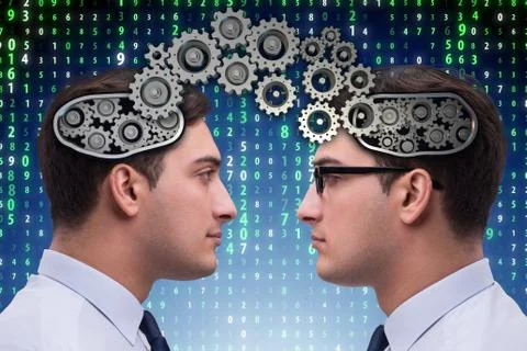 Cognitive computing concept as future technology with businessma 스톡 사진