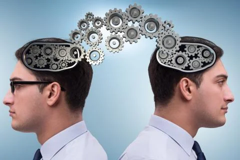 Cognitive computing concept as future technology with businessma Stockfoto's