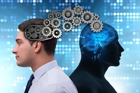 Cognitive computing concept as future technology with businessma Stock-Fotos