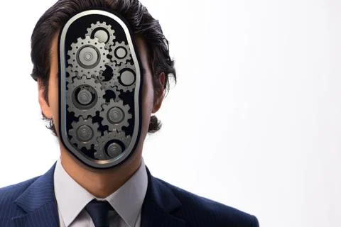 Cognitive computing concept as future technology with businessma 스톡 사진