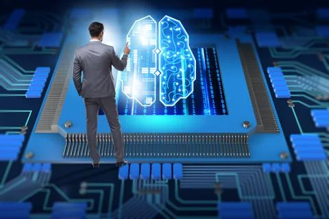 Cognitive computing concept as future technology with businessma 库存照片