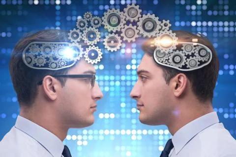 Cognitive computing concept as future technology with businessma 库存照片