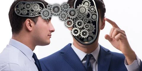 Cognitive computing concept as future technology with businessma Stock-Fotos