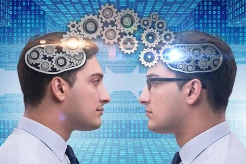 Cognitive computing concept as future technology with businessma Stockfoto's