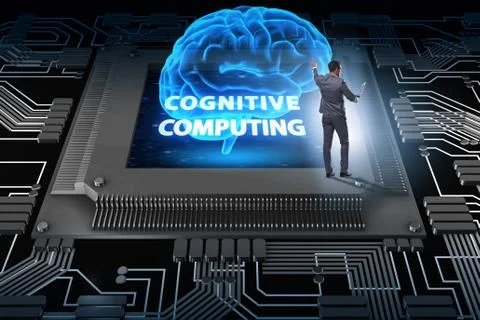 Cognitive computing concept as future technology with businessma Stock-Fotos