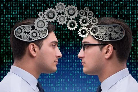 Cognitive computing concept as future technology with businessma 库存照片