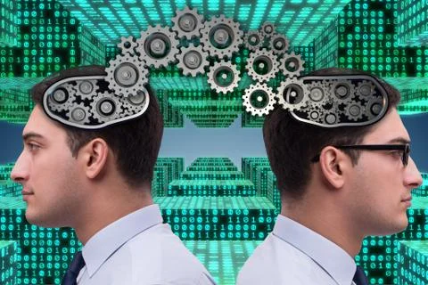 Cognitive computing concept as future technology with businessma 库存照片