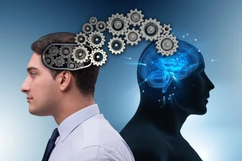 Cognitive computing concept as future technology with businessma Foto stock