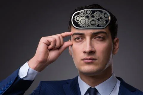 Cognitive computing concept as future technology with businessma Stockfoto's