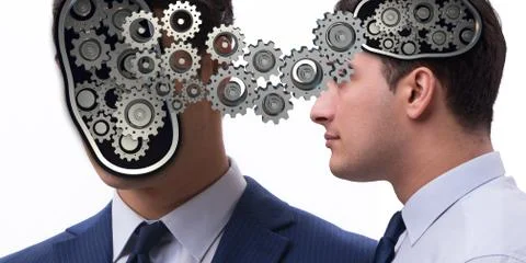 Cognitive computing concept as future technology with businessma 스톡 사진