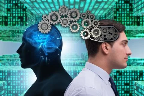 Cognitive computing concept as future technology with businessma 库存照片